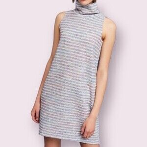 Anthropologie Akime + Kin Tunic Dress Striped Tweed Mock Neck Sleeveless Size XS
